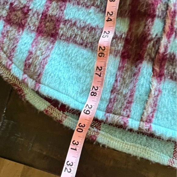 La Miel Jacket Women Small Relaxed Fit Button Blue Burgundy Plaid Travel Shacket - Picture 8 of 8